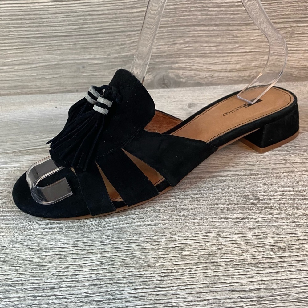 Matiko black slip on suede leather and leather lining mule sandals size 39